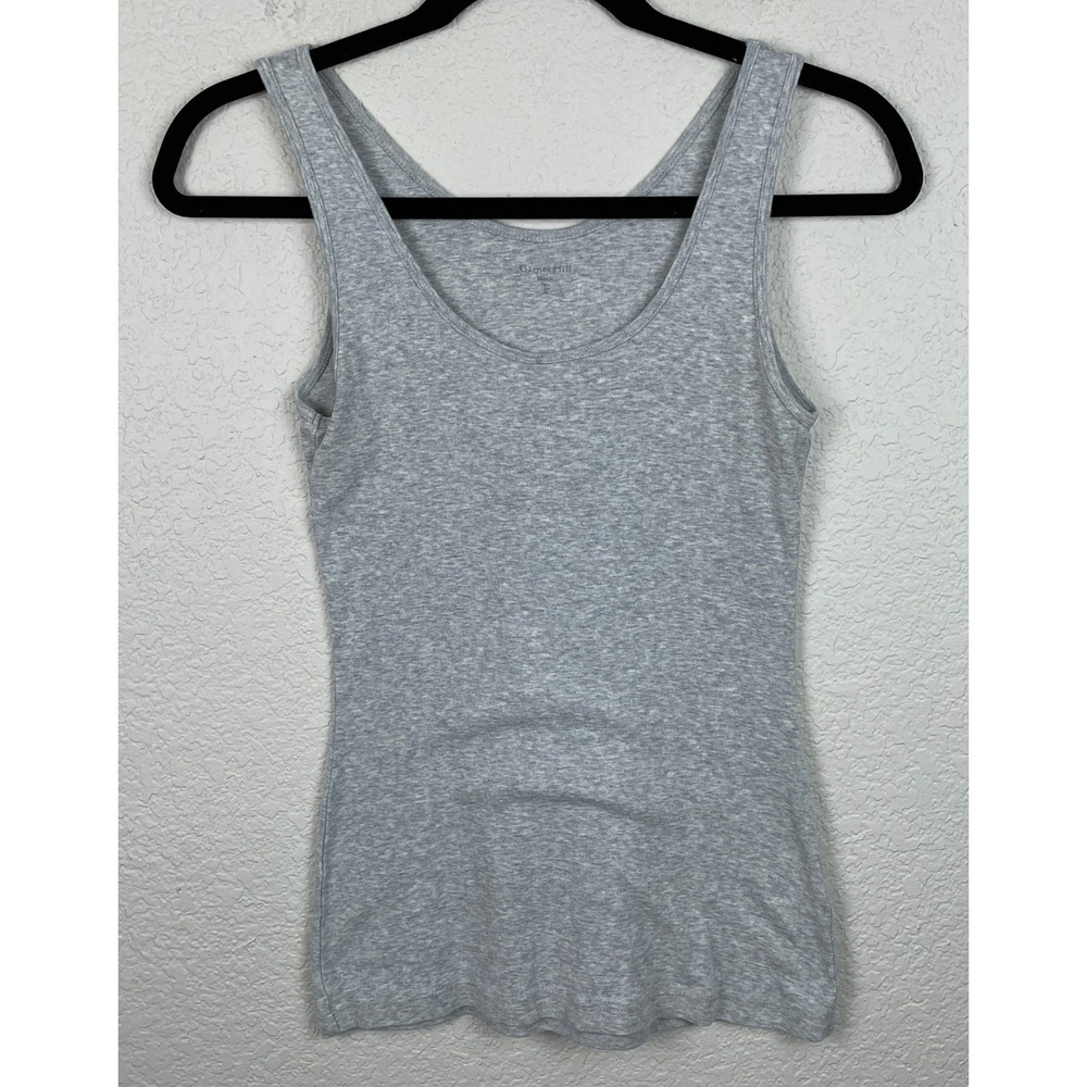 Garnet Hill Tank Top Women XS Gray Pima‎ Cotton Tencel Stretch Casual Beachy